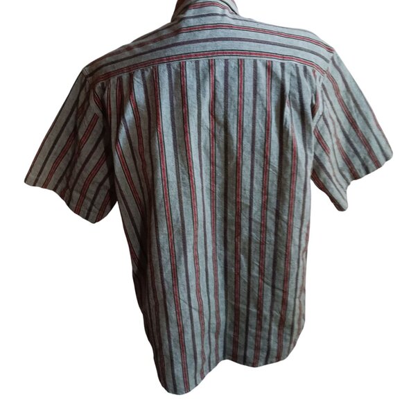 Vintage Mens Shirt Medium LEVIS DOCKERS PREPPY 1990's 90s STRIPED Logo Oversized - Picture 4 of 6